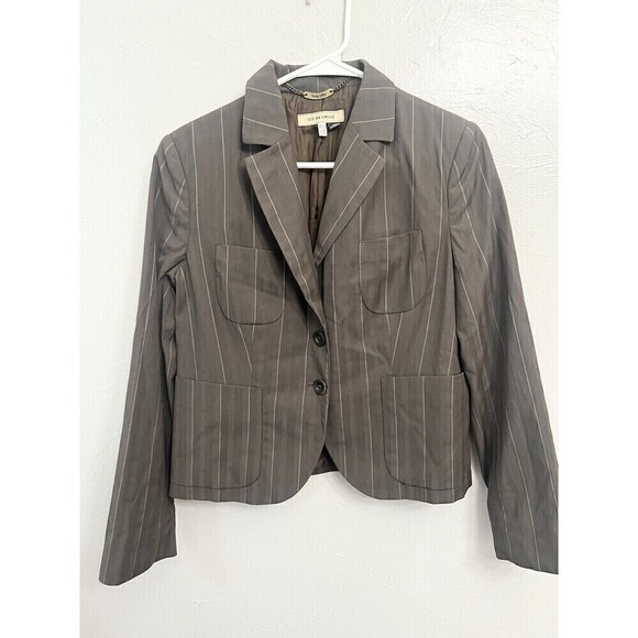 SEE by CHLOE (Chloé) Women's Brown Window Pane Blazer Jacket Size 44 8 Cropped - Picture 2 of 6